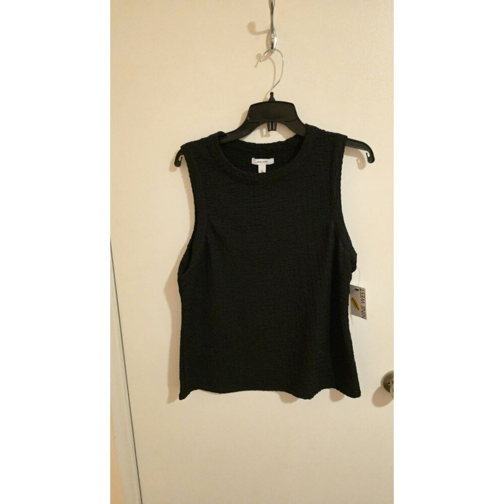 Nine West Blouse Womens XL Sleeveless Black New Preppy Whimsigoth Witchy NWT